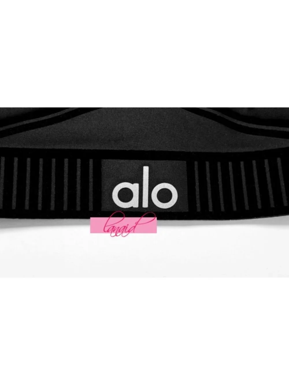 Alo Airlift Line Up Bra Black Padded Velvet Striped Sports Crop Top Bralette S
